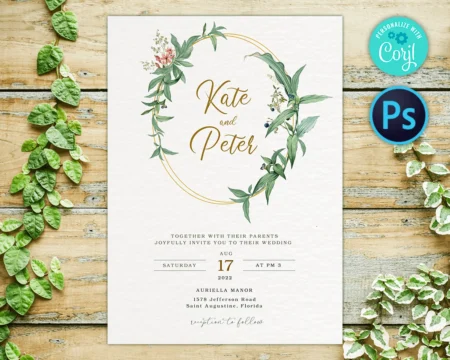 Great Greenery Wedding Invitation Template